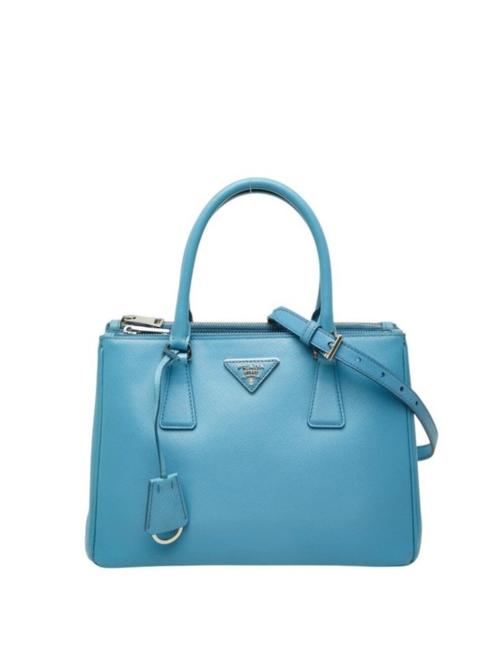 Prada Galleria 2-Way Shoulder Bag Blue Saffiano Leather